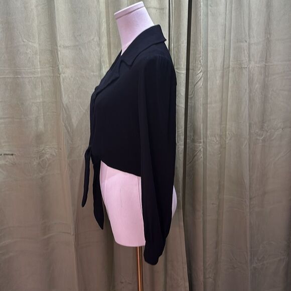 Reformation Elegant Black Tie-Front top, S - Picture 5 of 7
